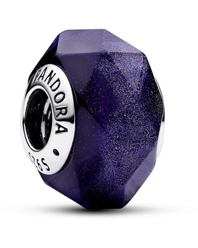 PANDORA Moments Facettiertes Blaues Murano-Glas-Charm aus Sterling Silber
