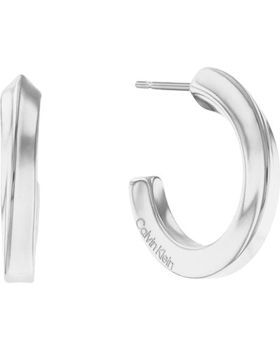 Calvin Klein Jewelry Stainless Steel Hoop Earrings - White