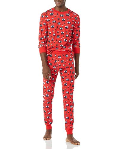 Amazon Essentials Knit Pajama Set Pants - Red