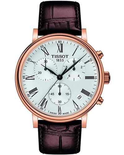 Tissot S Carson Premium Chronograph 316l Stainless Steel Case With Rose Gold Pvd Coating Swiss Quartz Watch - Brown