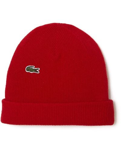 Lacoste _adult Rb0003 Beanie Hat - Red