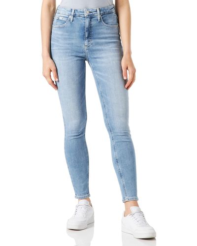 Calvin Klein High Rise Super Skinny Ankle Jeans - Blue