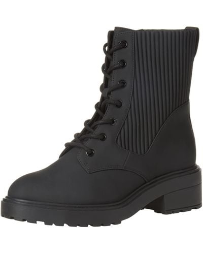 Amazon Essentials Rubberised Combat Boot With Chunky Outsole - Black