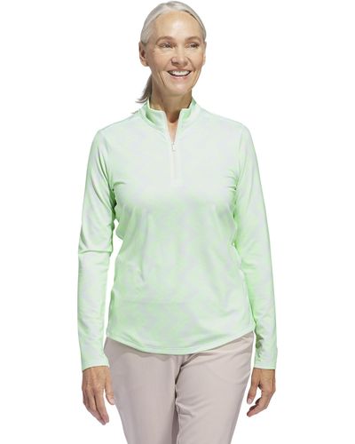 adidas Ultimate365 Printed Quarter-zip Mock Golf Shirt - Green