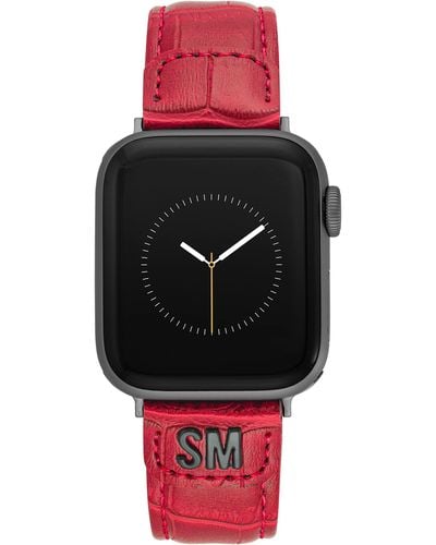 Steve Madden Fashion Croco-grain Band For Apple Watch - Red