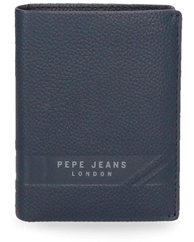 Pepe Jeans Basingstoke Portafoglio orizzontale con chiusura a scatto blu 11 x 8,5 x 1 cm pelle