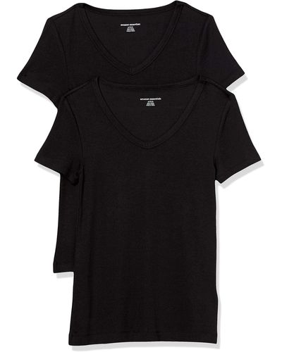 Amazon Essentials 2-Pack Slim-fit Short-Sleeve V-Neck T-Shirt - Noir