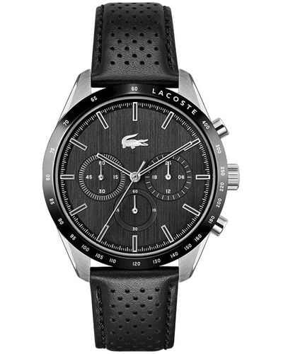 Lacoste Chronograph Quarz Uhr für mit Schwarzes Lederarmband - 2011109 - Mehrfarbig
