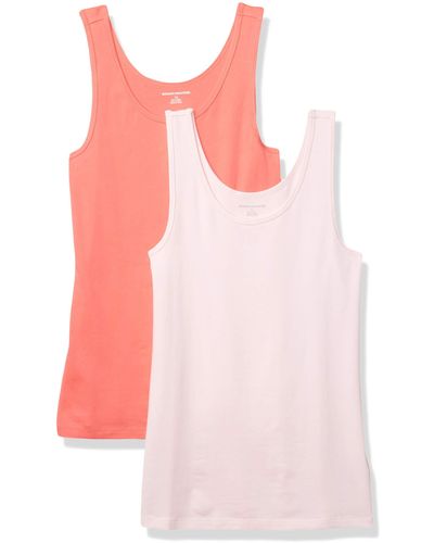 Amazon Essentials 2-Pack Slim-Fit Tank Camisa - Rosa