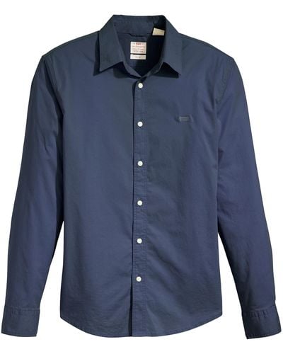 Levi's Long-Sleeve Battery Housemark Slim Shirt - Bleu