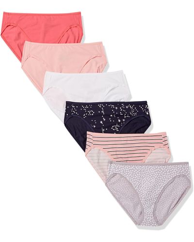 Amazon Essentials 6-pack Katoen Hoge Cut Bikini Ondergoed Stijl - Roze