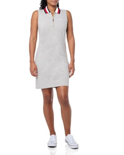 Tommy Hilfiger Sleeveless Cotton Collared 3/4 Zip Dress Casual - White