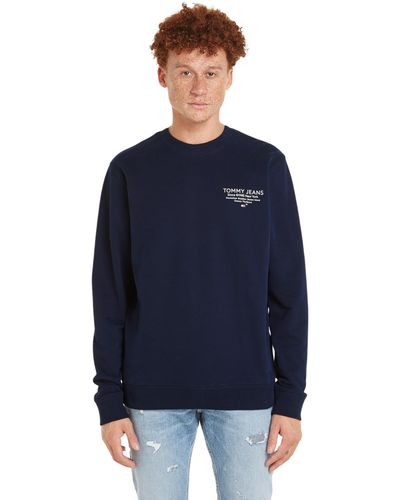 Tommy Hilfiger Tjm Reg Essential Graphic Crew Sweatshirts - Blue