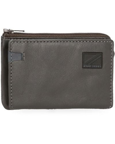 Pepe Jeans Marshal Purse With Card Holder Grey 11 X 7 X 1.5 Cm Leather - Black