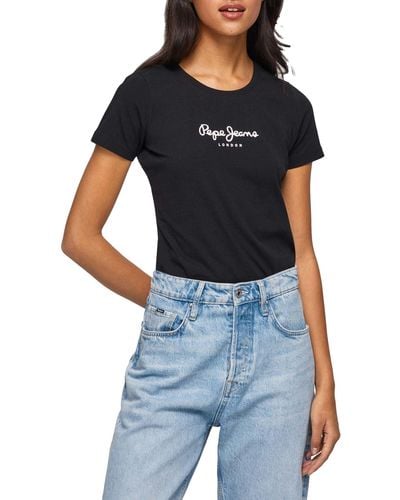 Pepe Jeans New Virginia T-shirt Slim Fit Short Sleeve Black