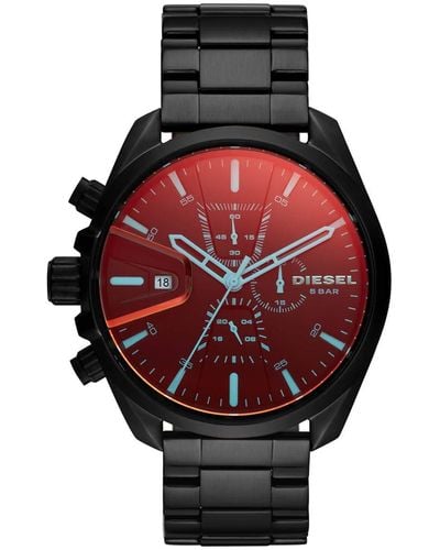 DIESEL Chronograph Quarz Uhr mit Edelstahl Armband DZ4489 - Rot