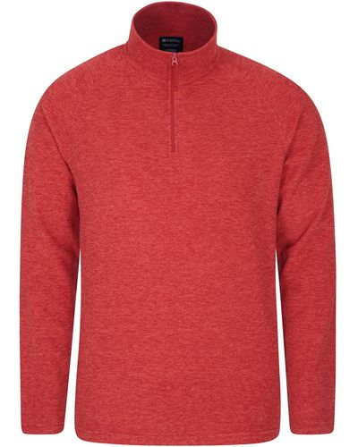 Mountain Warehouse Snowdon Mens Micro Fleece Top - Warm, Breathable, Quick Drying, Zip Collar Fleece Jumper, Soft & Smooth - Red