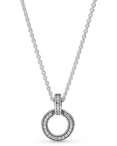 PANDORA Double Circle Pendant & Necklace - Mettallic