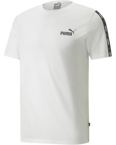 PUMA Essentials + T-Shirt mit Logo-Tape - Weiß