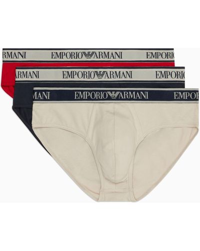 Emporio Armani Stretch Cotton Core Logoband 3-Pack Brief - Rouge