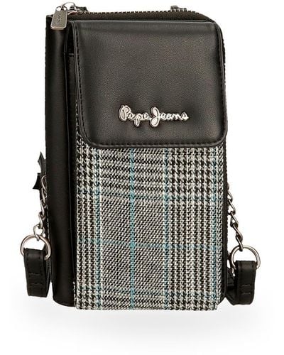 Pepe Jeans Kendra Small Shoulder Bag Black 11 X 20 X 4 Cm Polyester With Faux Leather Details - Grey