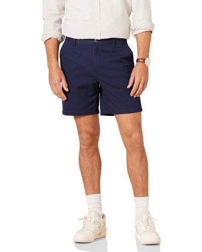 Amazon Essentials Pantalones cortos chinos elásticos de 18 cm y corte entallado Hombre - Azul