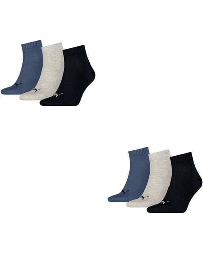PUMA 6 Paar Sneaker Quarter Socken Gr. 35-49 für Füßlinge - Blau