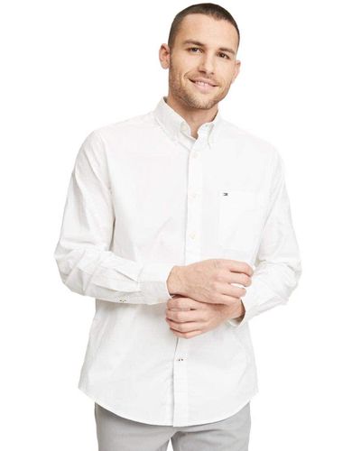Tommy Hilfiger Mens Long Sleeve In Classic Fit Button Down Shirt - White
