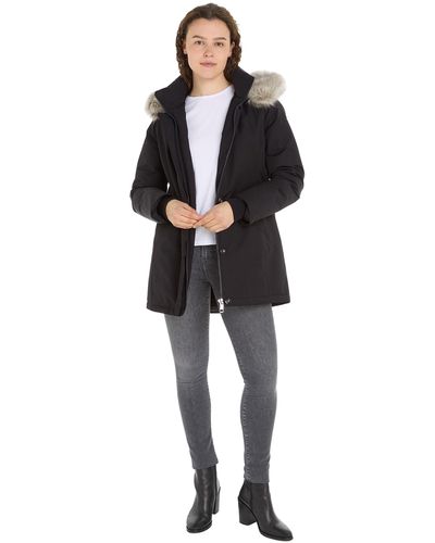 Tommy Hilfiger Mujer Cazadora Padded Parka With Fur invierno - Negro