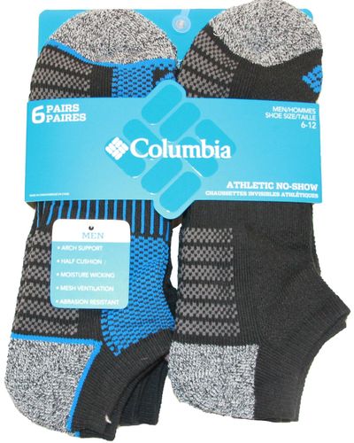Columbia 6-pack Pique Foot Athletic Socks Black 10-13 Us S - Blue