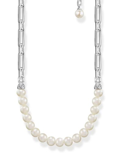 Thomas Sabo KE2108-082-14-L45V Chaîne à maillons et perles en argent sterling 925 noirci pour femme Longueur 45 cm - Métallisé