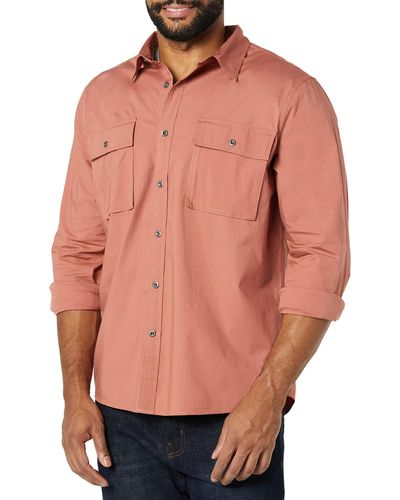 Amazon Essentials Slim-fit Long-sleeve Two-pocket Utility Shirt - Natural