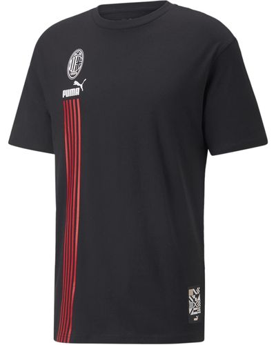 PUMA Tops A.C. Milan ftblCulture T-Shirt L Black Tango Red - Schwarz