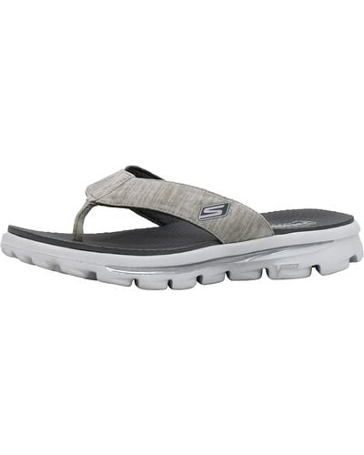 Skechers Go Walk Move Solstice Thong Sandal White/grey 10