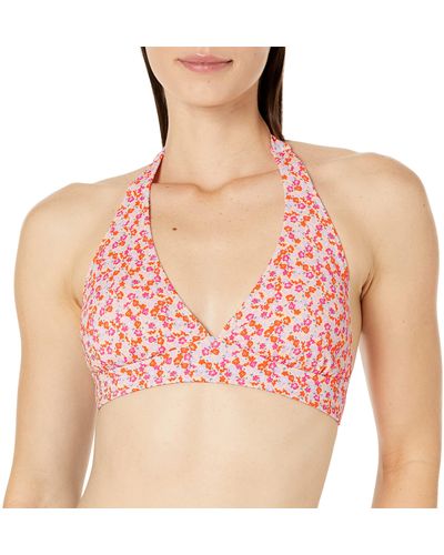 Amazon Essentials Light-support Tie Halter Bikini Swimsuit Top - Pink