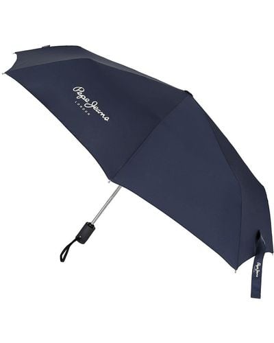 Pepe Jeans Ned Folding Umbrella Blue Polyester With Aluminium Stick