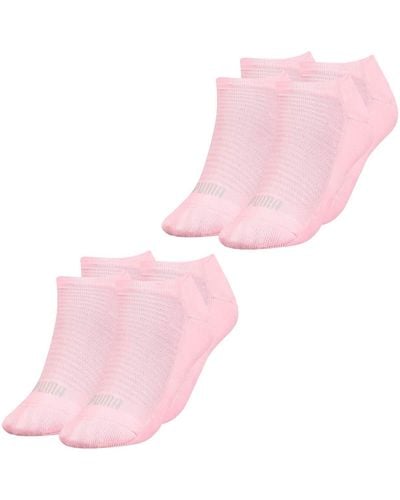 PUMA Sneaker Socken 4er Multipack Schwarz Weiss Grau Rosa 35-38 39-42 Baumwolle - Pink