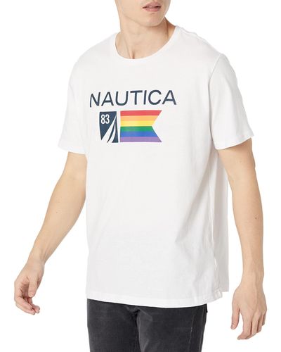 Nautica Pride Logo Graphic Sleep T-Shirt Pyjamaoberteil - Weiß