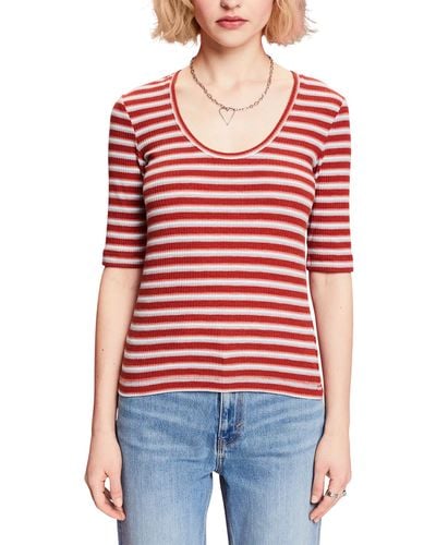 Esprit Streifen-T-Shirt aus Bio-Baumwolle - Rot