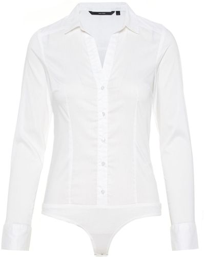Vero Moda Vmlady L/S G-String Shirt New Noos Maglietta a iche Lunghe - Bianco