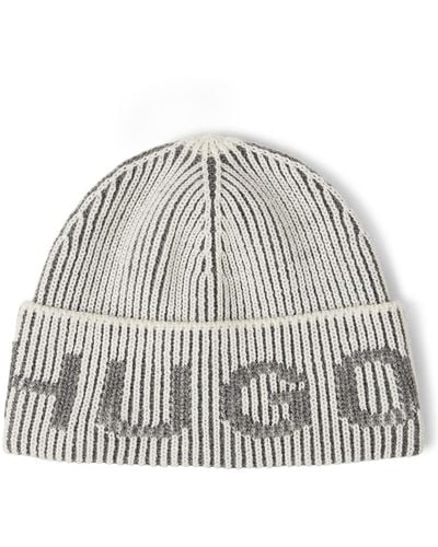 HUGO S Xlog Logo-jacquard Beanie Hat With Ribbed Structure - Multicolour