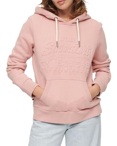 Superdry Embossed Vl Hoodie Sweatshirt - Pink