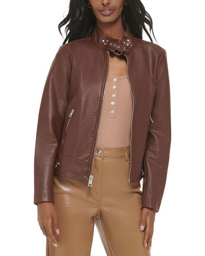 Levi's Faux Leather Motocross Racer Jacket - Brown