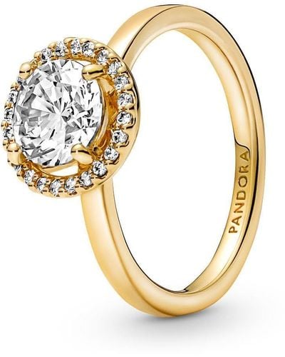 PANDORA Timeless 14k Gold-plated Sparkling Round Halo ring with clear cubic zirconia - Metallizzato