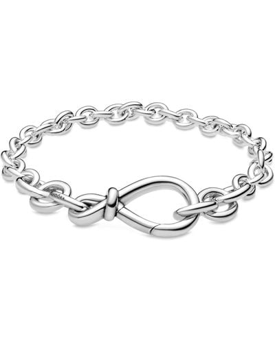 PANDORA Moments Sterling Silver Chunky Infinity Knot Chain Bracelet - Metallic