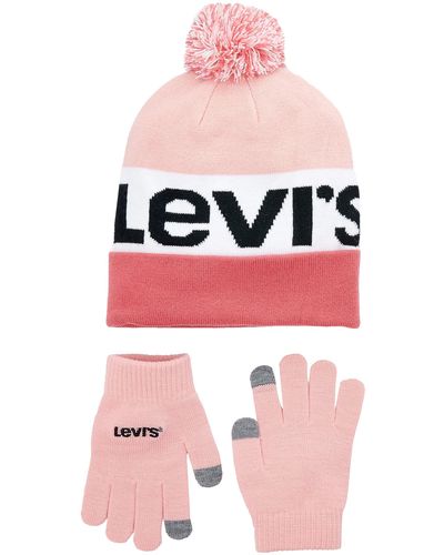 Levi's LAN Beanie and Glove Set 9A8550 Boina - Rosa