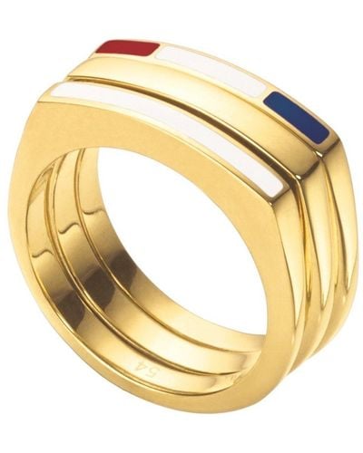 Tommy Hilfiger 2700581C Ring KEY STYLES Edelstahl vergoldet blau-weiß-rot 17,2 mm Größe 54 - Mettallic