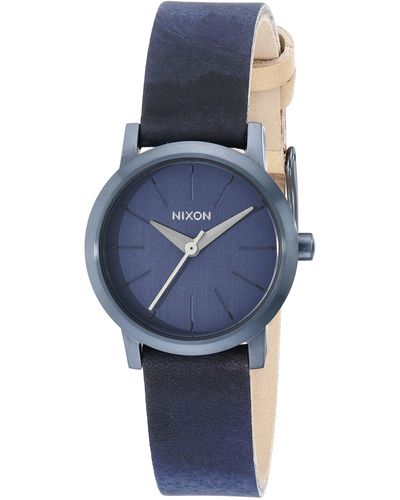 Nixon A1052224-00 Sentry Leather Analog Display Japanese Quartz Blue Watch