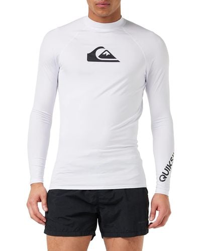 Quiksilver All Time Langarm-Rashguard LSF 50 Sonnenschutz Surf Rash-Guard-Shirt - Weiß