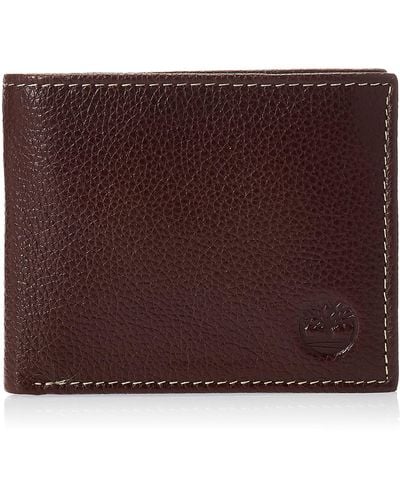 Timberland Leather Wallet With Attached Flip Pocket - Purple